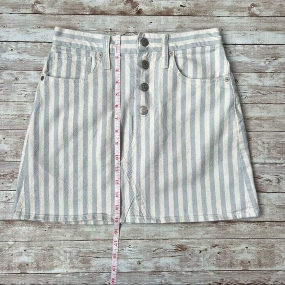 Madewell Striped Pompano A Line Button Front Mini Skirt Size 25 - Picture 8 of 9